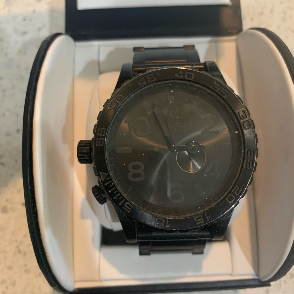 Black Nixon 51-30 Watch Black On Black With Metal Bracelet